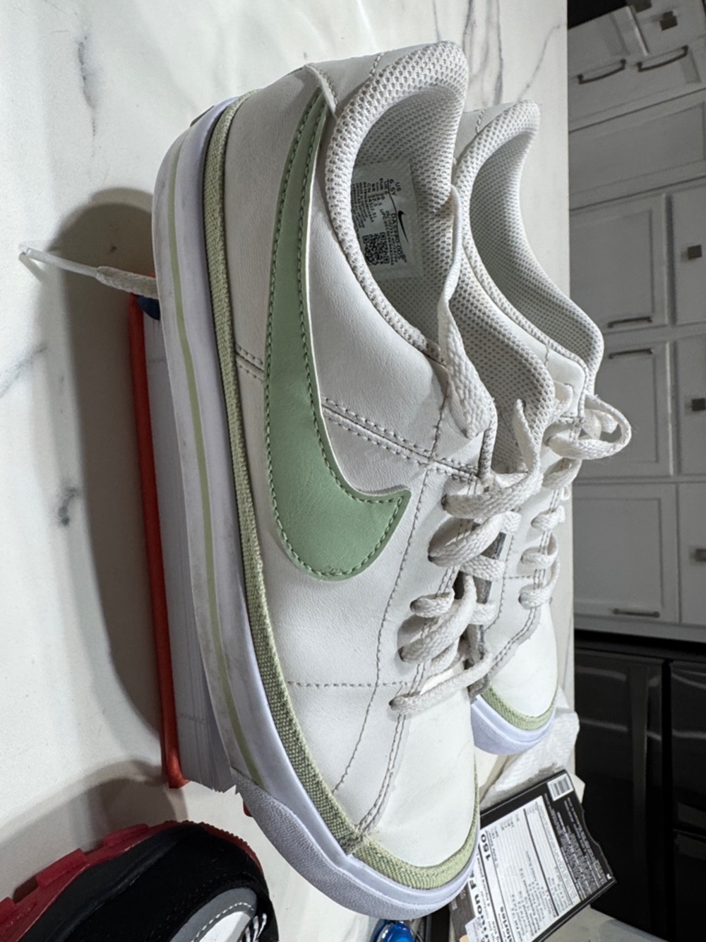 Nike Court Legacy Sneakers Boys 6.5Y White Good Sage Green Low Top Lace Up
